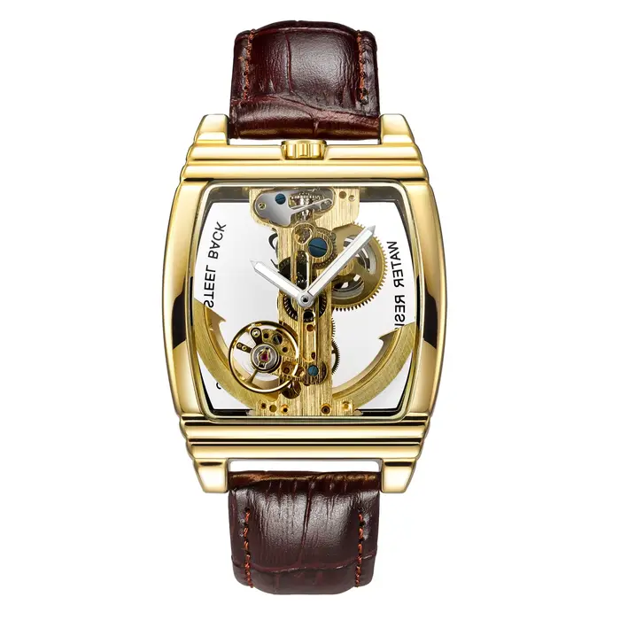 Montre mécanique automatique transparente pour homme