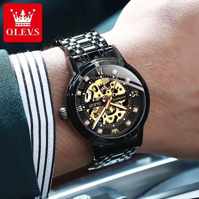 OLEVS 9901 montres pour hommes marque de luxe évider montre mécanique automatique