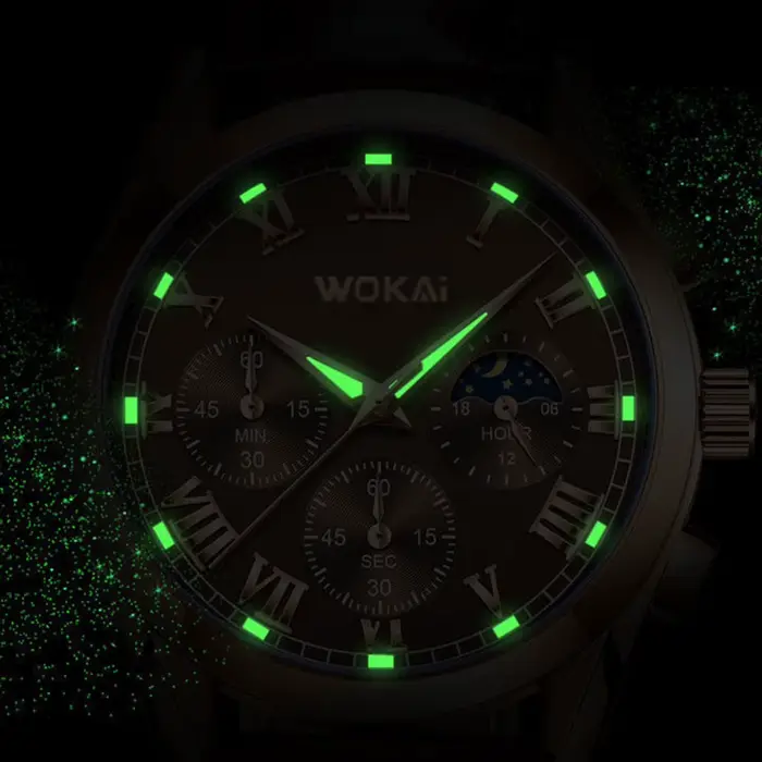 Montre-bracelet à quartz en cuir PU pour hommes