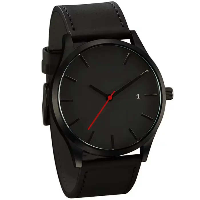 Montre de sport homme en cuir avec calendrier complet résistante aux chocs et à l'eau pour hommes occassions spéciales et quotidiennes