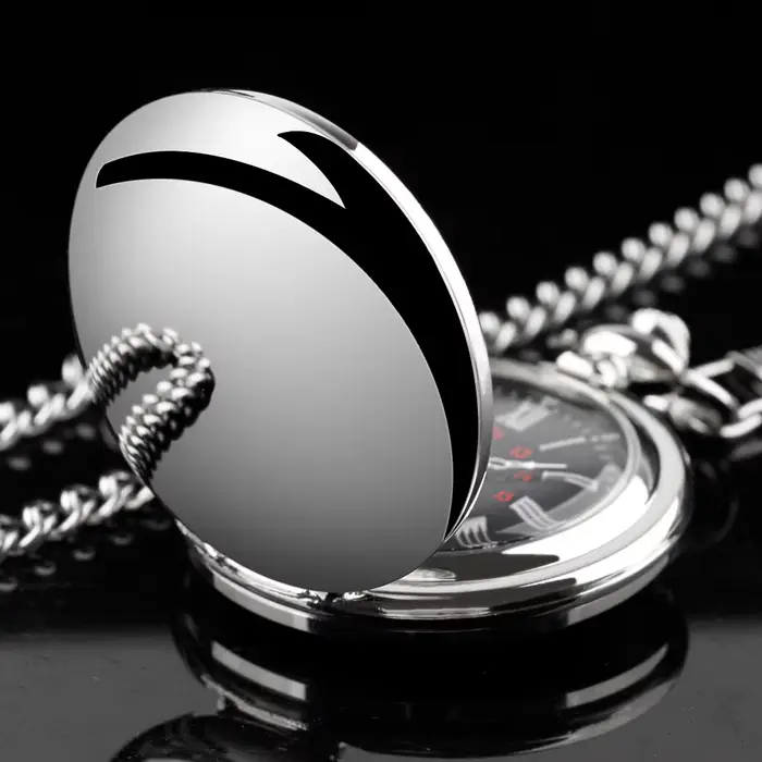 Montre de poche à quartz en argent pour hommes et femmes