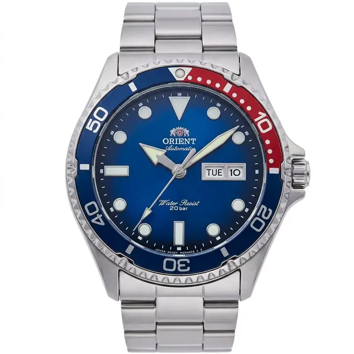Montre de plongée automatique mécanique Orient pour homme, étanche 200 m, jour et date, sport, acier