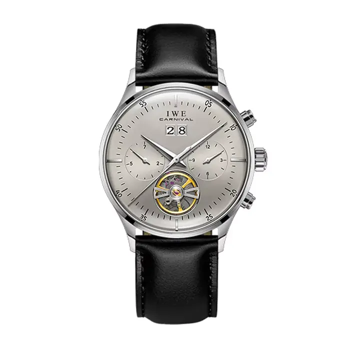 Nouvelle montre tourbillon à cadran gris 2026, Suisse, I&W Travel Time, montre-bracelet pour homme,