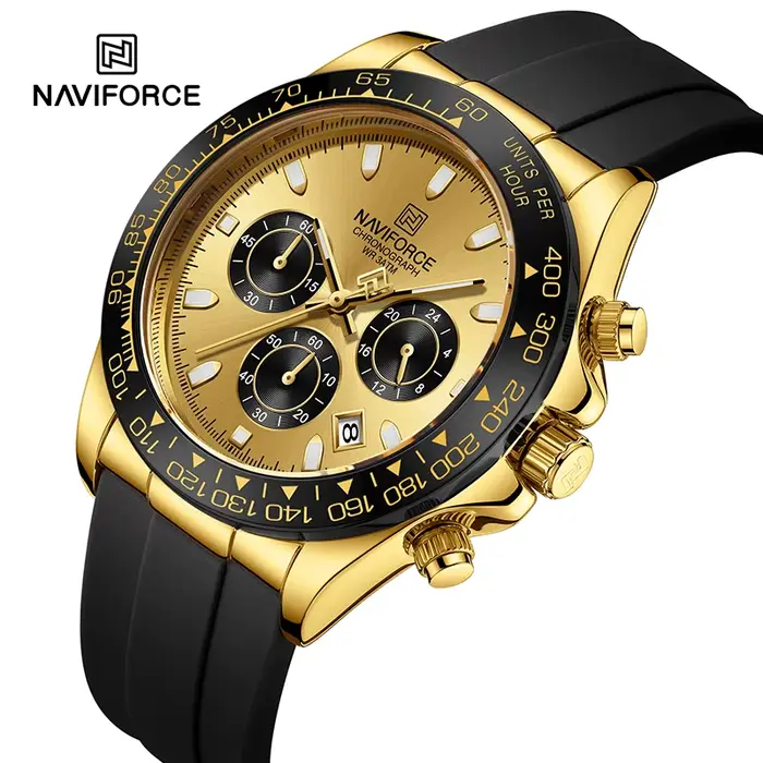 NAVIFORCE NF8054 montres originales pour hommes bracelet en Silicone Sport décontracté chronographe 
