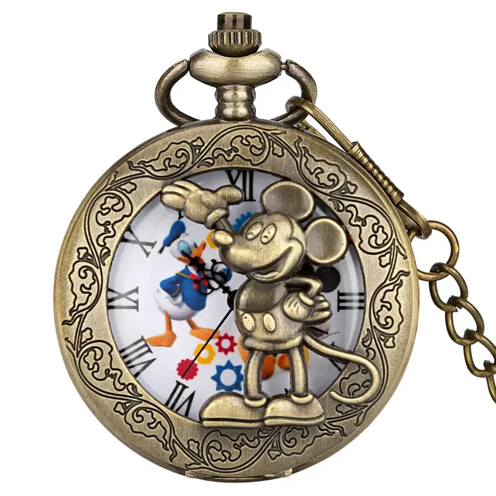 Montre de Poche à Quartz Anime Creuse en Bronze