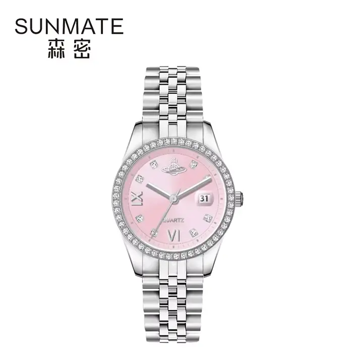 Montre pour femme cloutée de diamants, marque de luxe légère classique, bracelet en métal étanche él