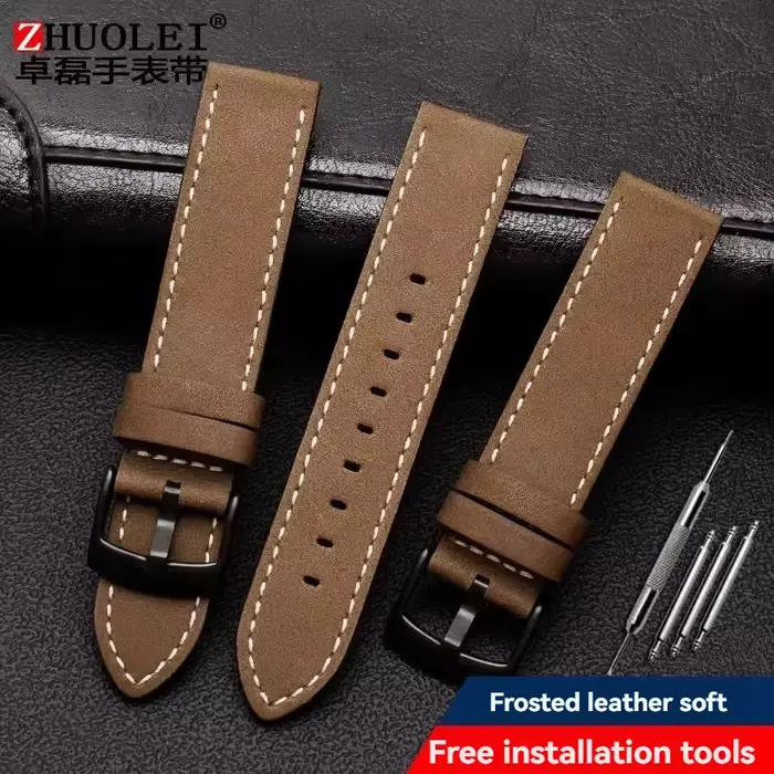 20 22mm Bracelet de montre en cuir véritable pour Timex T49963 T49905 T49953 série d'expédition rétro mat