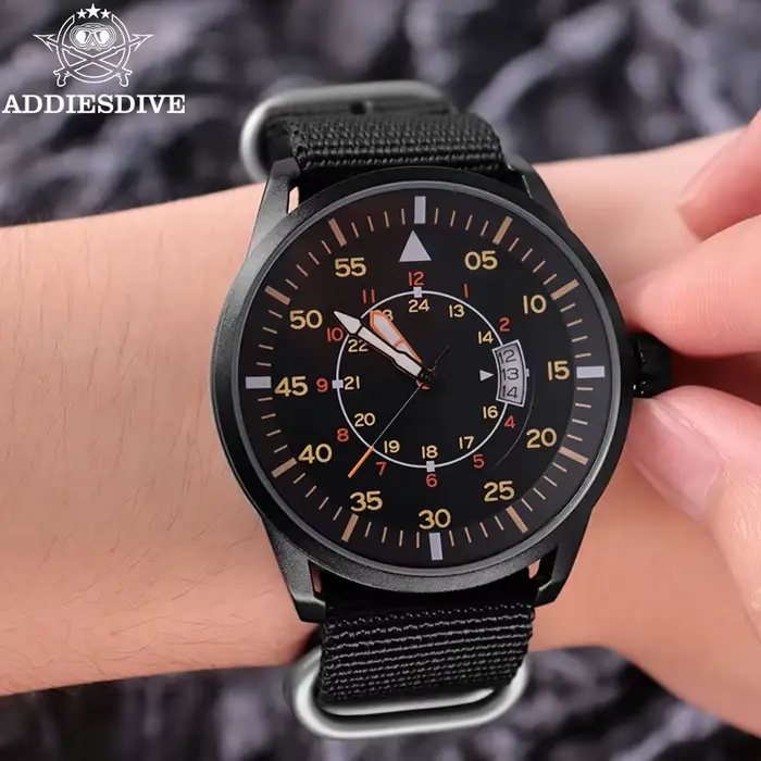 Montre à Quartz ADDIESDIVE pour Hommes avec Bracelet en Nylon Étanche et Lumineuse pour Occasions Sportives et Formelles