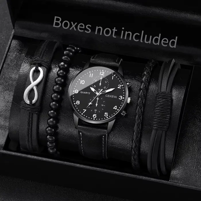 4/5 pièces mode hommes montres homme d'affaires Quartz montre-bracelet Vintage en cuir Bracelets ensemble Reloj Hombre (sans boîte)