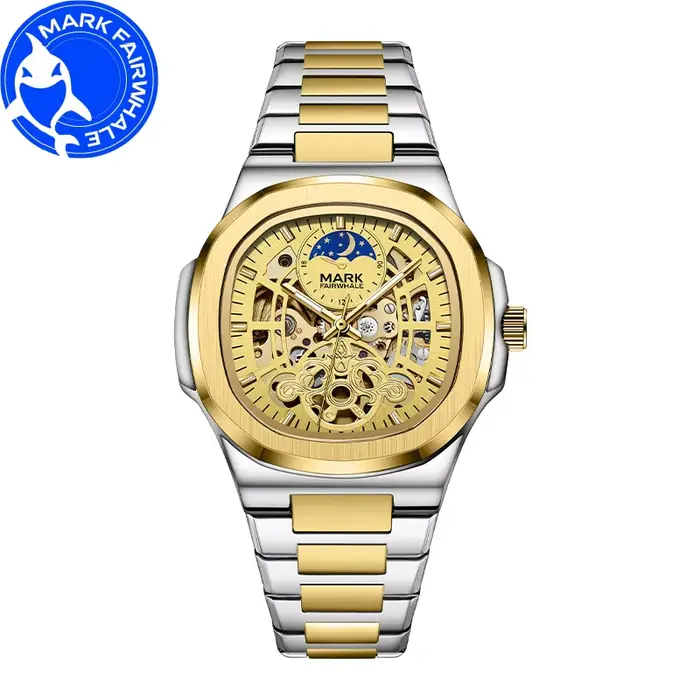 MARK FAIRWHALE montres mécaniques pour homme Phase de lune Tourbillon acier inoxydable étanche mouve