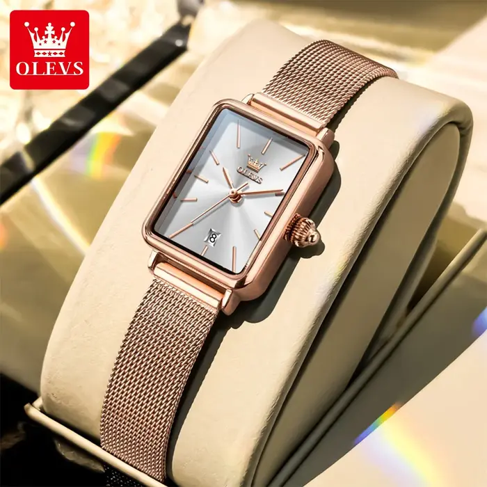 OLEVS 3692 montre à Quartz originale avec boîte-cadeau pour femme Ultra mince mode Simple carré Auto Date étanche dames