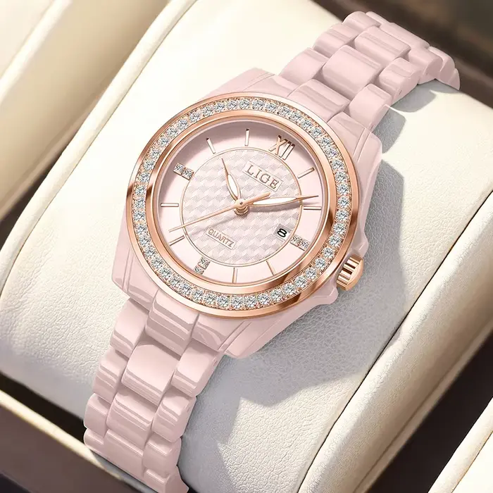 LIGE nouvelle Montre rose femmes montres haut de gamme de luxe