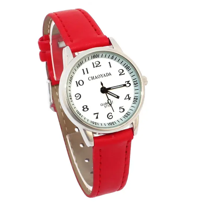 Montre enfant Chaoyada bracelet en cuir décontractée pour filles apprentissage de l'heure montre-bracelet fashion casual pour étudiants occasions spéciales cadeau tendance