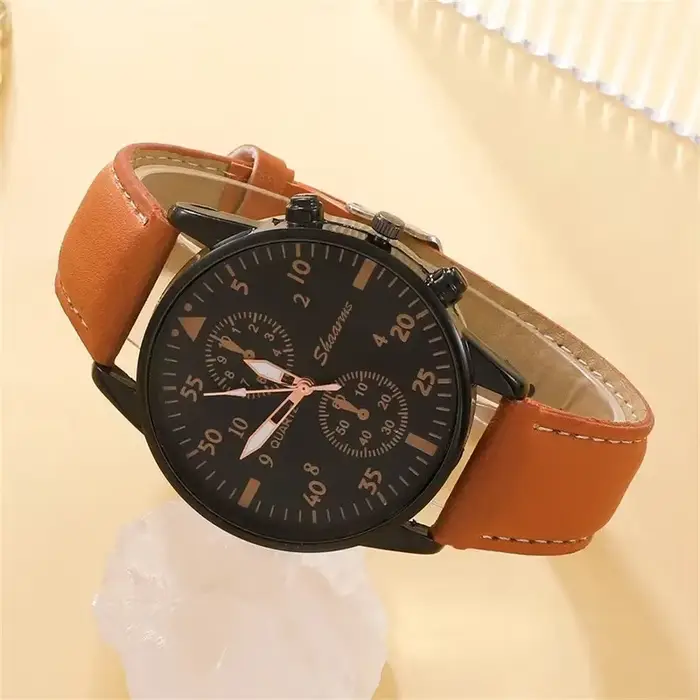 Montre homme en cuir RUNERR style Hong Kong haut de gamme affaires et décontraction pour homme quartz élégante à offrir pour occasions spéciales