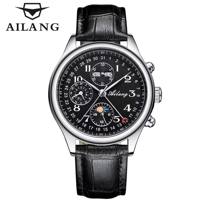 Nouvelle montre mécanique automatique de marque Ailang, authentique, avec phases de lune, multifonct