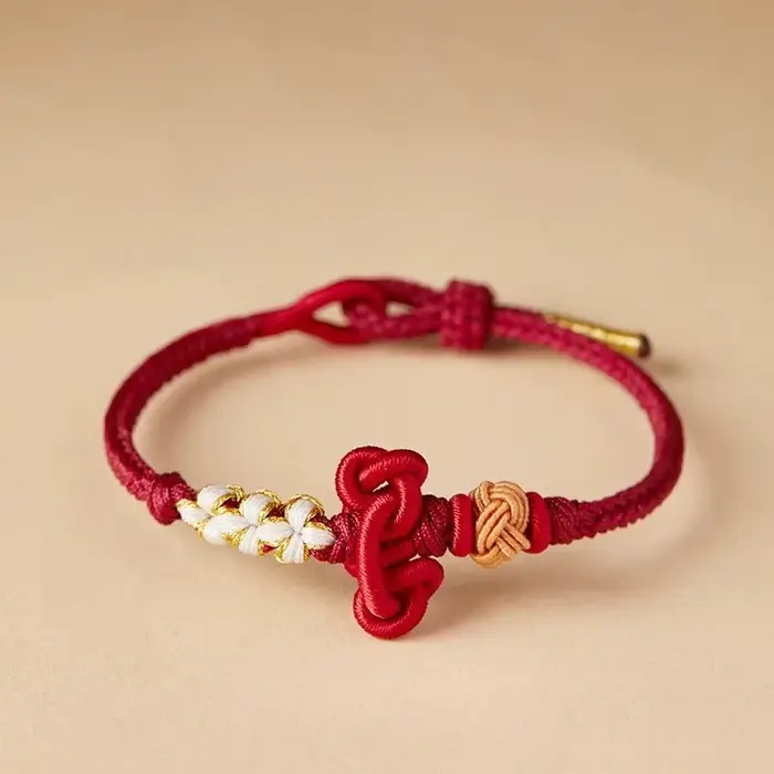 Bracelet tressé à la main en fil rouge porte-bonheur