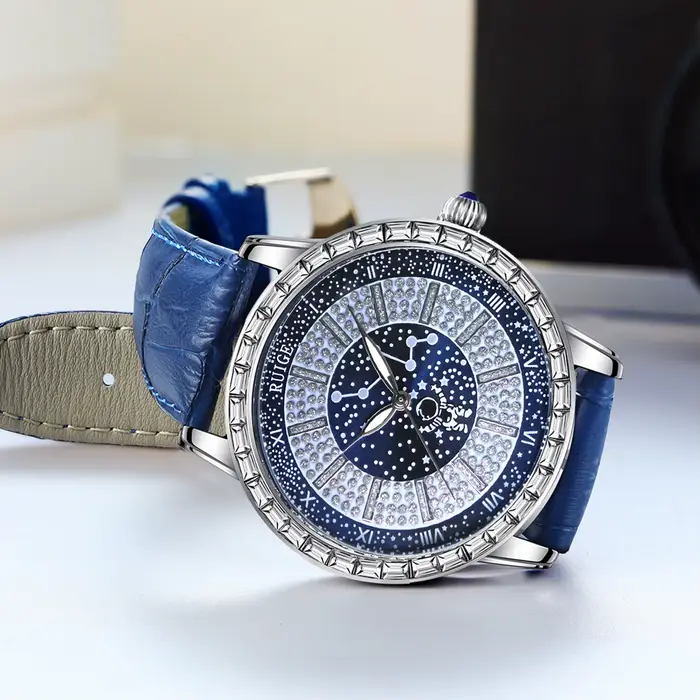 Montre à Quartz Édition Limitée en Acier Inoxydable avec Bracelet en Cuir Véritable Résistante à l'Eau Occasions Spéciales Pour Homme