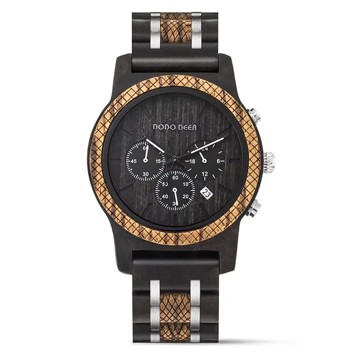 DODO DEER-Montre en bois à quartz pour homme, montres-bracelets chronographes étanches, mains shoes,