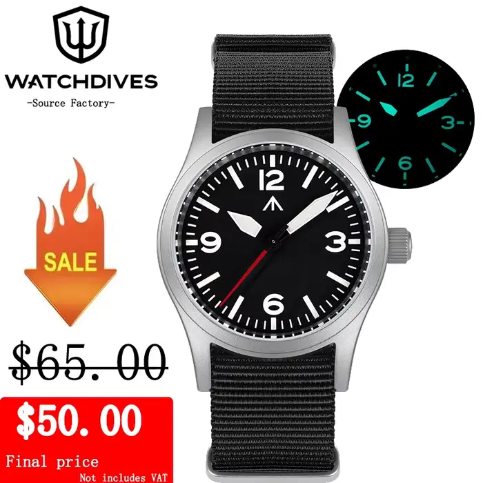 Militado ML05 montre à Quartz VH31 mouvement de balayage aiguilles en forme d'épée
