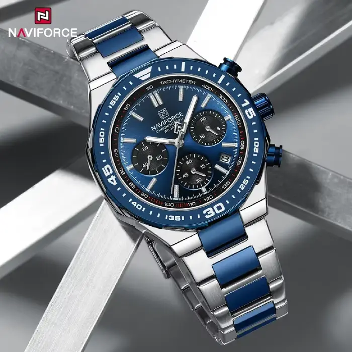 NAVIFORCE montre de mode pour hommes de haute qualité de luxe en acier inoxydable étanche classique montres à Quartz mâle grand visage horloge