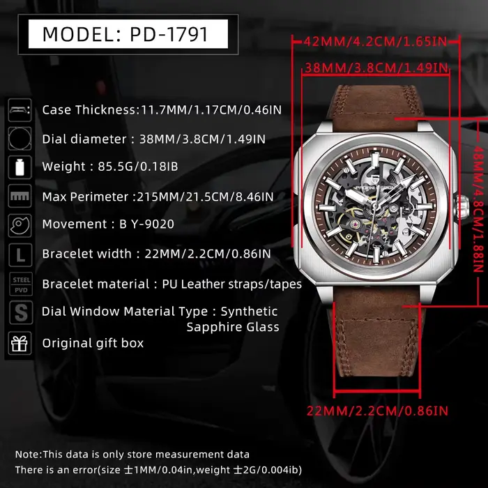 Montre mécanique pour homme PAGANI DESIGN