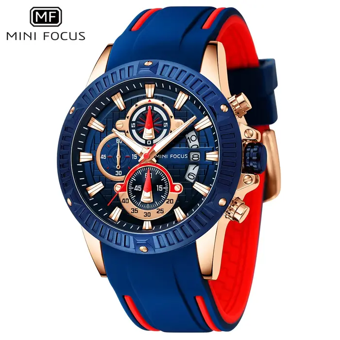 Bouton chronographe lumineux montre homme sport MINIFOCUS occasionnels pour hommes quartz resistant a l'eau