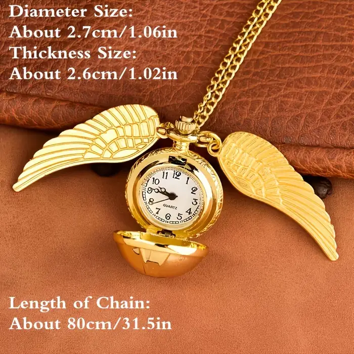 Montre de poche luxueuse avec ailes dorées et citrouille pour homme, élégante et innovante, idéale pour les occasions formelles et informelles