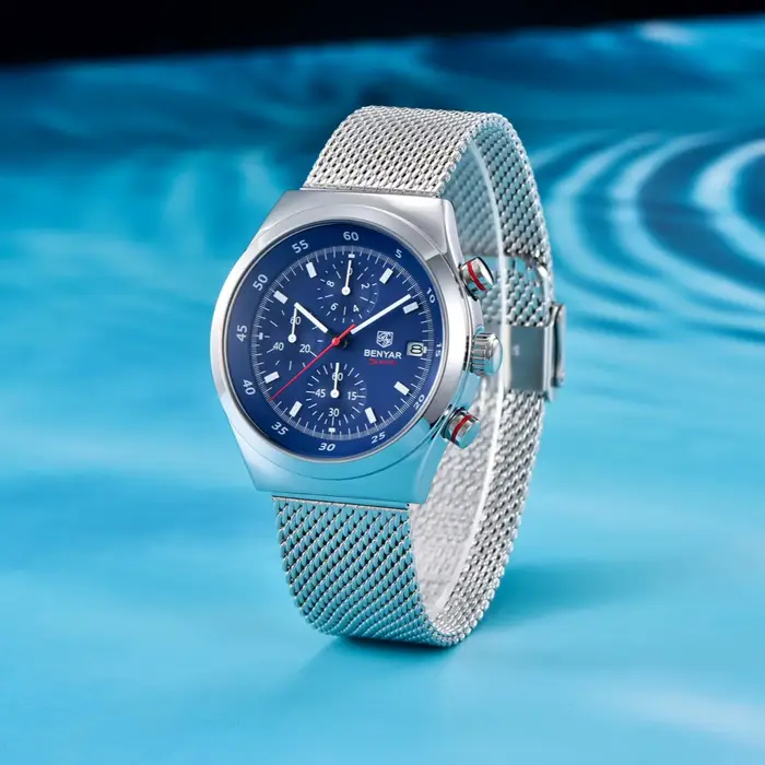 Montre BENYAR 5200 Quartz élégante avec chronographe et calendrier complet pour hommes d'affaires et occasions spéciales