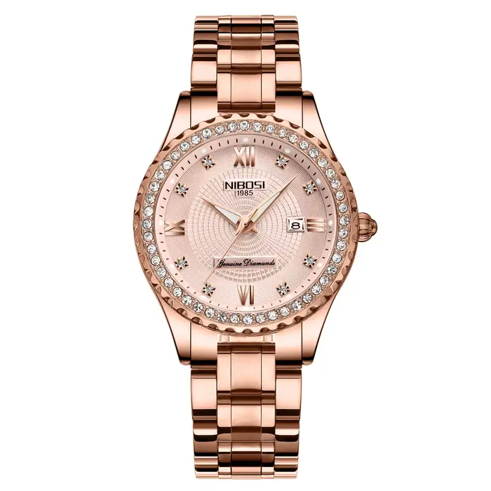 NIBOSI diamant montres pour femmes classique luxe or Rose analogique montre à Quartz mode étanche lu