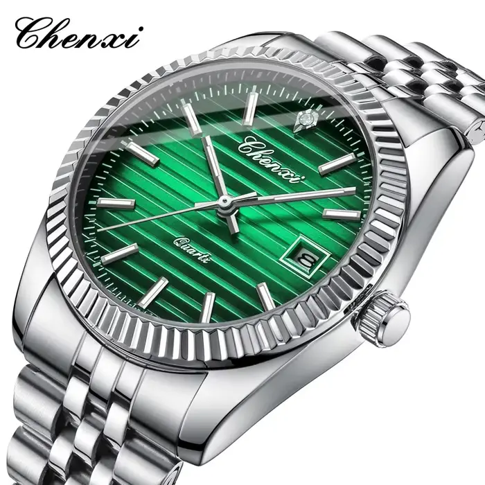 Montre en acier inoxydable avec calendrier complet et résistance à l'eau pour homme style décontracté occasions quotidiennes et spéciales