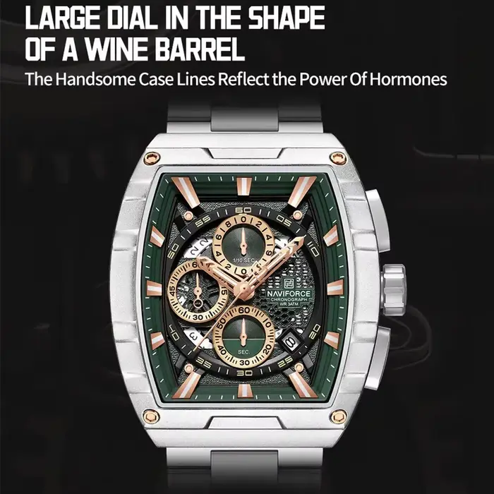 NAVIFORCE Montre-bracelet à quartz tonneau de luxe