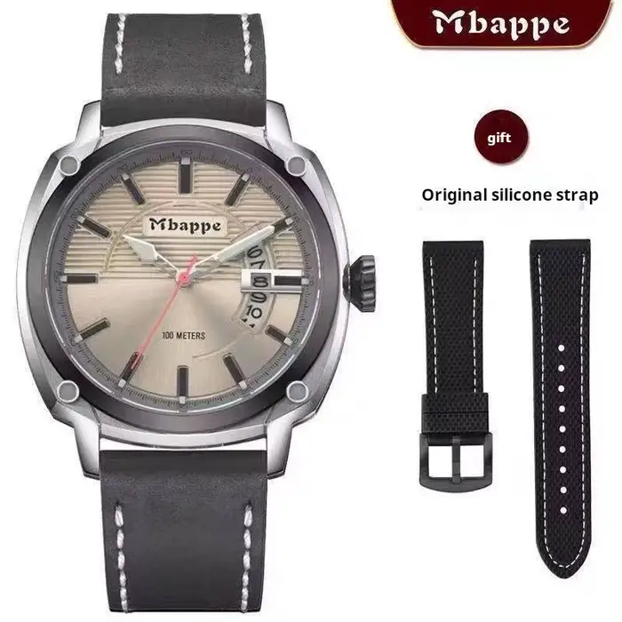 MBAPPE Montre de luxe pour homme – Bracelet en cuir véritable