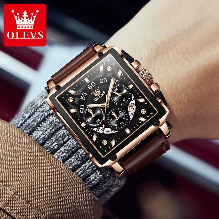 OLEVS 9919 meilleure vente montres à Quartz originales pour hommes bracelet en cuir chronographe Date automatique