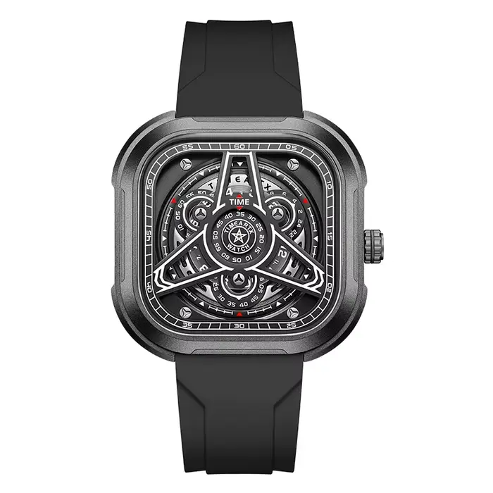 Montre carrée de luxe TIMEARTX 2026 pour hommes, sport et affaires, cadran pentagramme ajouré, brace