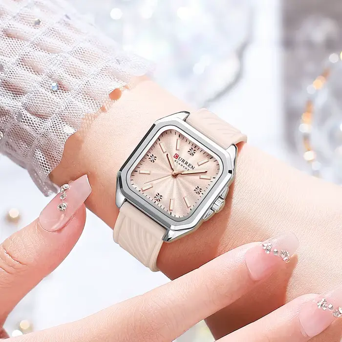 Montre femme pour infirmière design carré acier inoxydable facile à lire silicone multifonction quartz robuste professionnelle occasions spéciales