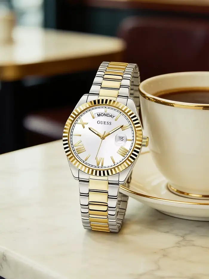 Montres de luxe pour femmes Guess GW0308L6 Luna en acier inoxydable avec strass, montre-bracelet à q