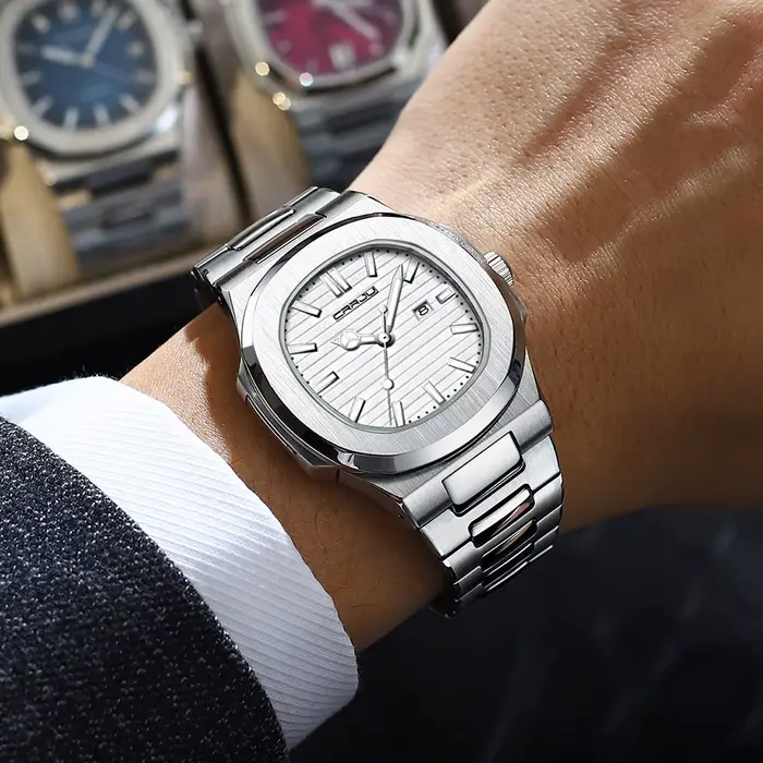 CRRJU hommes montre 2024 luxe haut marque montres à Quartz affaires Simple Ultra mince lumineux montre-bracelet