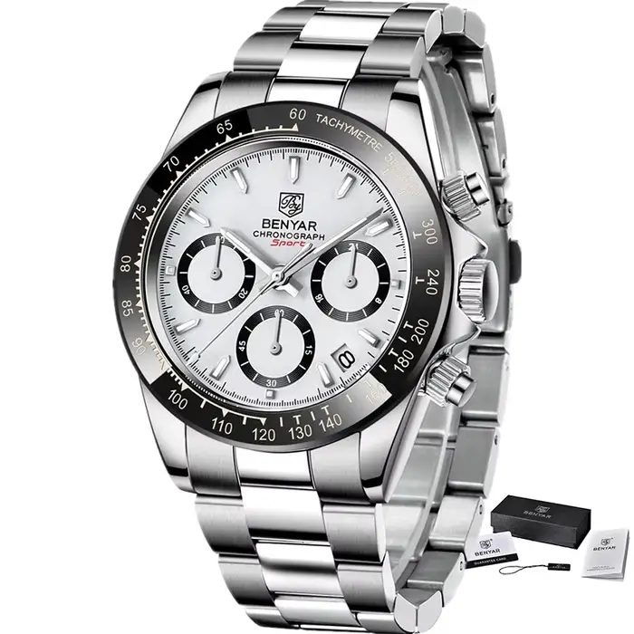 Montres Homme 2026 BENYAR Nouvelles Montres de Luxe pour Hommes Chronographe Sportif Étanche en Acie
