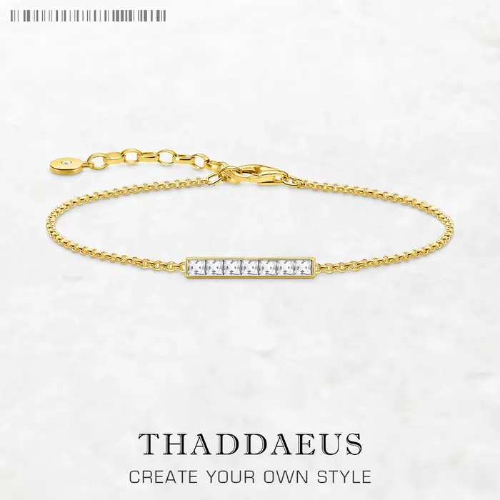 Bracelet en or avec pierres blanches rectangulaires, tout nouveau, en argent Sterling 925 massif, bi