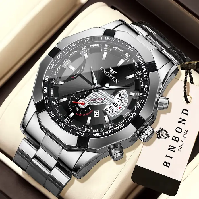 Montre-bracelet à quartz lumineuse résistante à l'eau pour hommes, avec date automatique, pour activités sportives et occasions spéciales