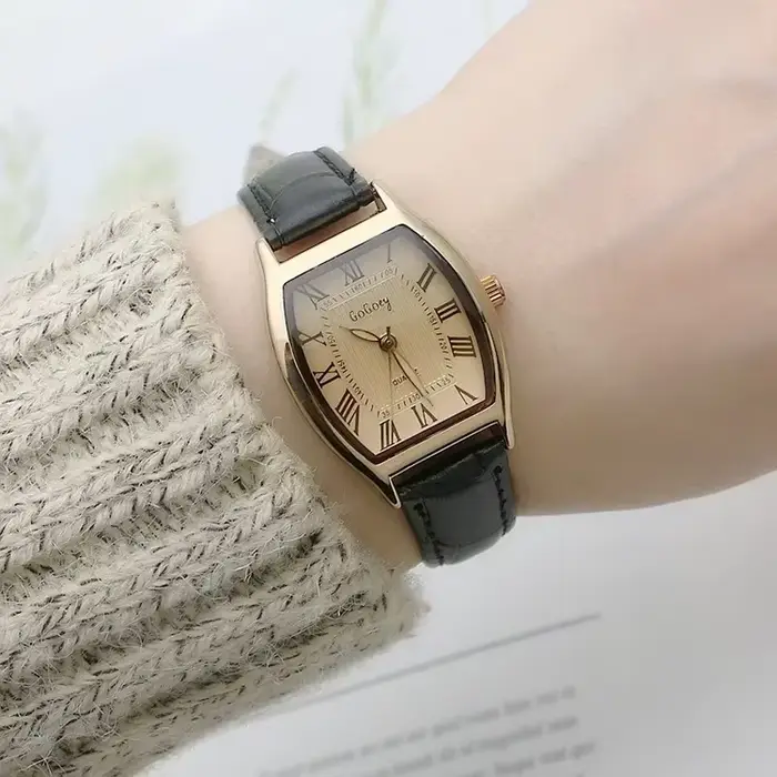 Montre pour femmes petites dames montres marron rétro Vintage Bracelet en cuir montre noir Quartz montres Reloj Mujer