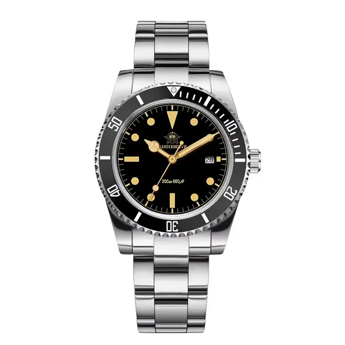 ADDIESDIVE-Montre à Quartz Étanche pour Homme, Acier Inoxydable, Lunette Céramique, 20Bar, Date Supe