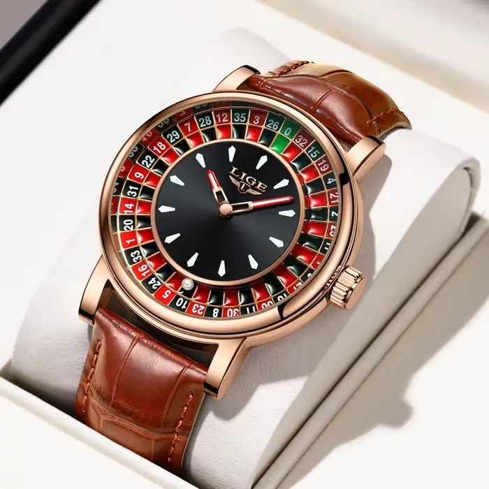 LIGE montres de luxe créatives hommes Roulette jeu cadran mode hommes montre étanche lumineux Quartz