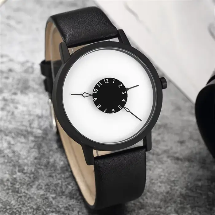 Montre-bracelet à quartz en cuir noir pour hommes, montres de sport créatives, mode Paidu, bas prix,