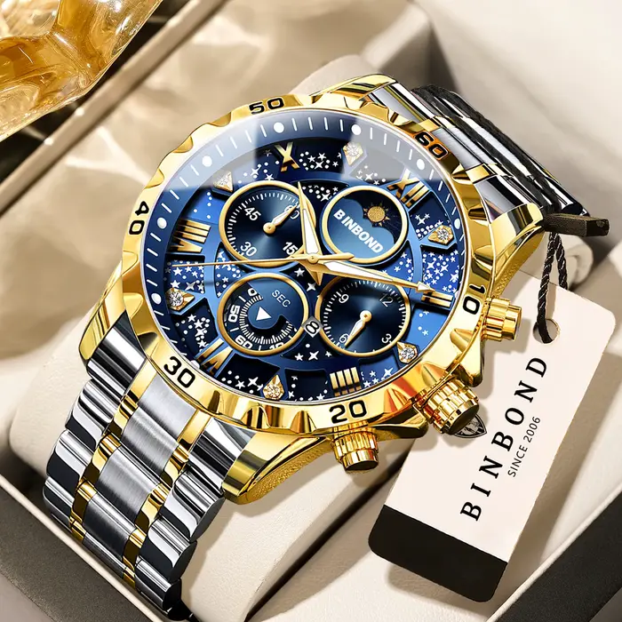 Montres à quartz de marque originale BINBOND pour hommes