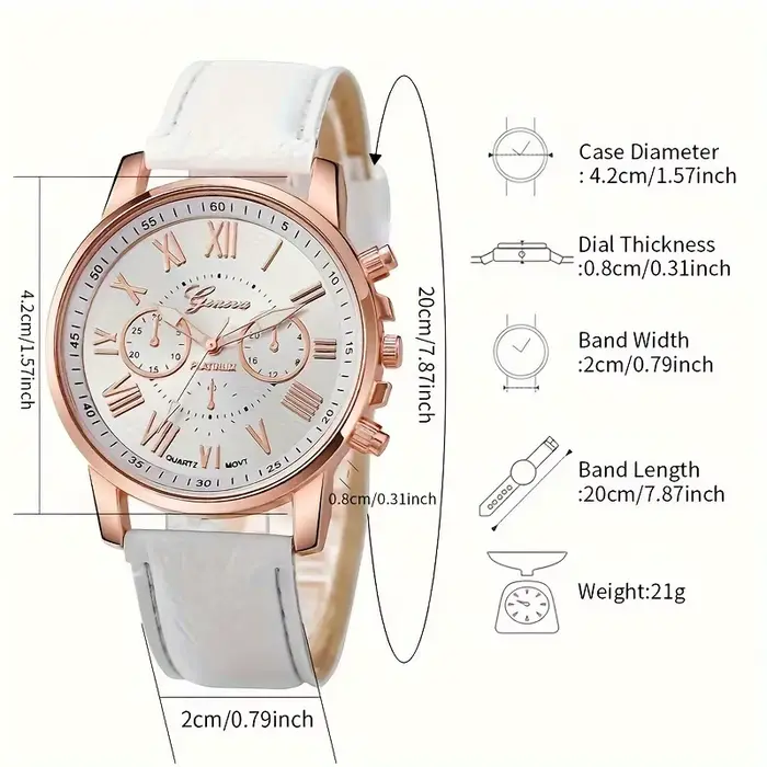 Montre à quartz Fashion Geneva à trois aiguilles et six cadrans avec chiffres romains