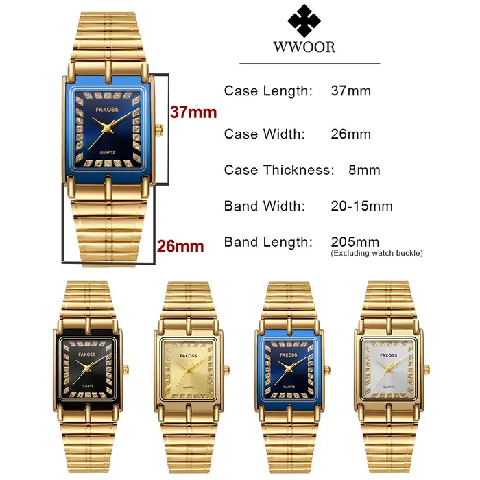 Montre de luxe en or homme horloge masculine étanche acier inoxydable carrée à quartz nouvelle collection occasions spéciales