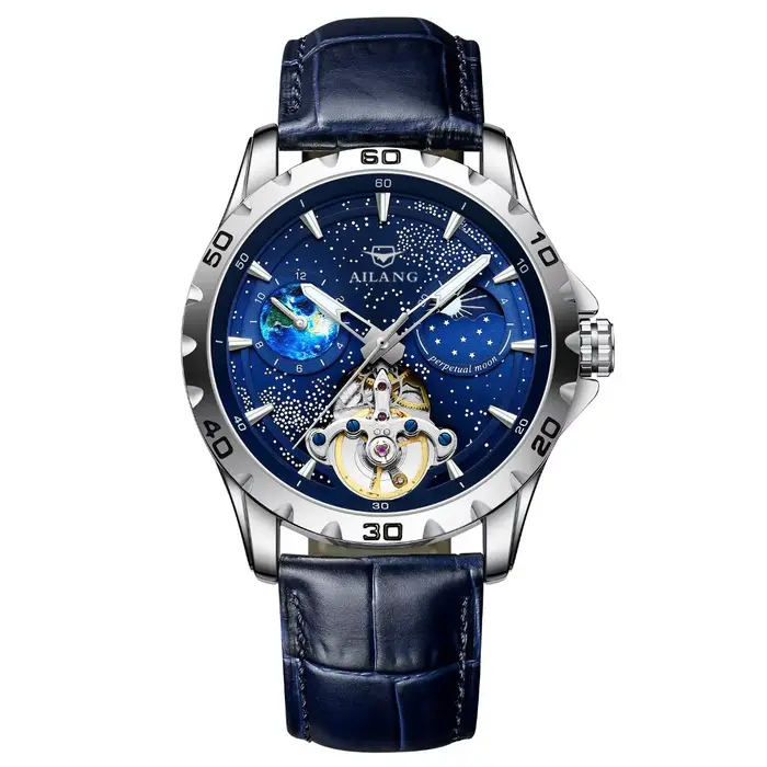 AILANG 2026 Nouvelles Montres Automatiques Mécaniques Étanche à Cadran Ciel Étoilé, Phase de Lune, S