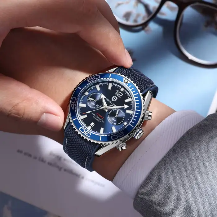 QINGXIYA marque de luxe multifonctionnel montre à Quartz hommes bracelet en Silicone étanche lumineux chronographe