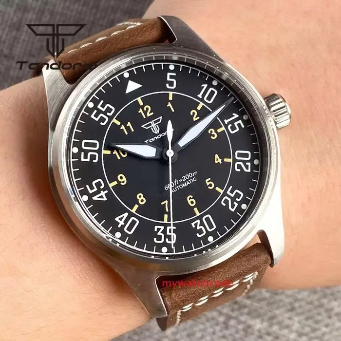 Montre automatique de plongée pour homme Tandorio en titane/acier inoxydable 39 mm, verre saphir AR,